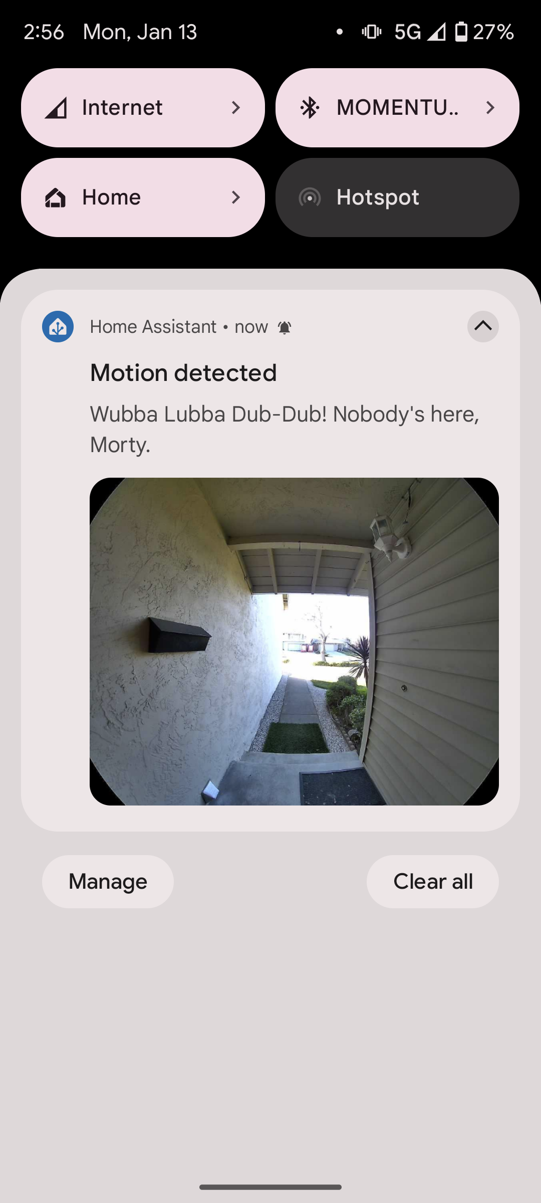 AI doorbell notification — Rick and Morty persona