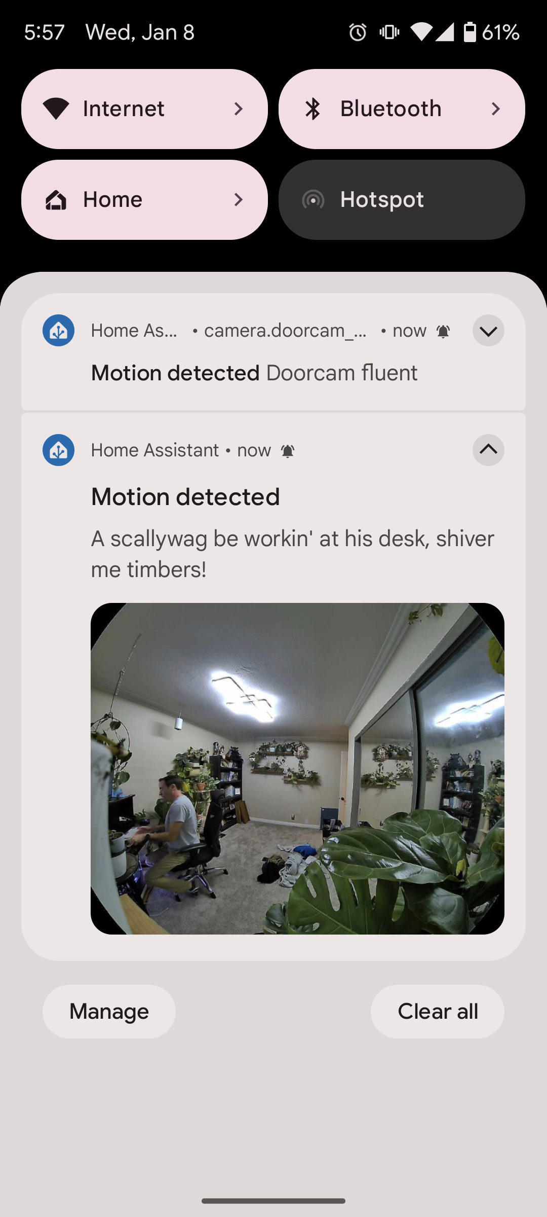 AI doorbell notification — Pirate persona