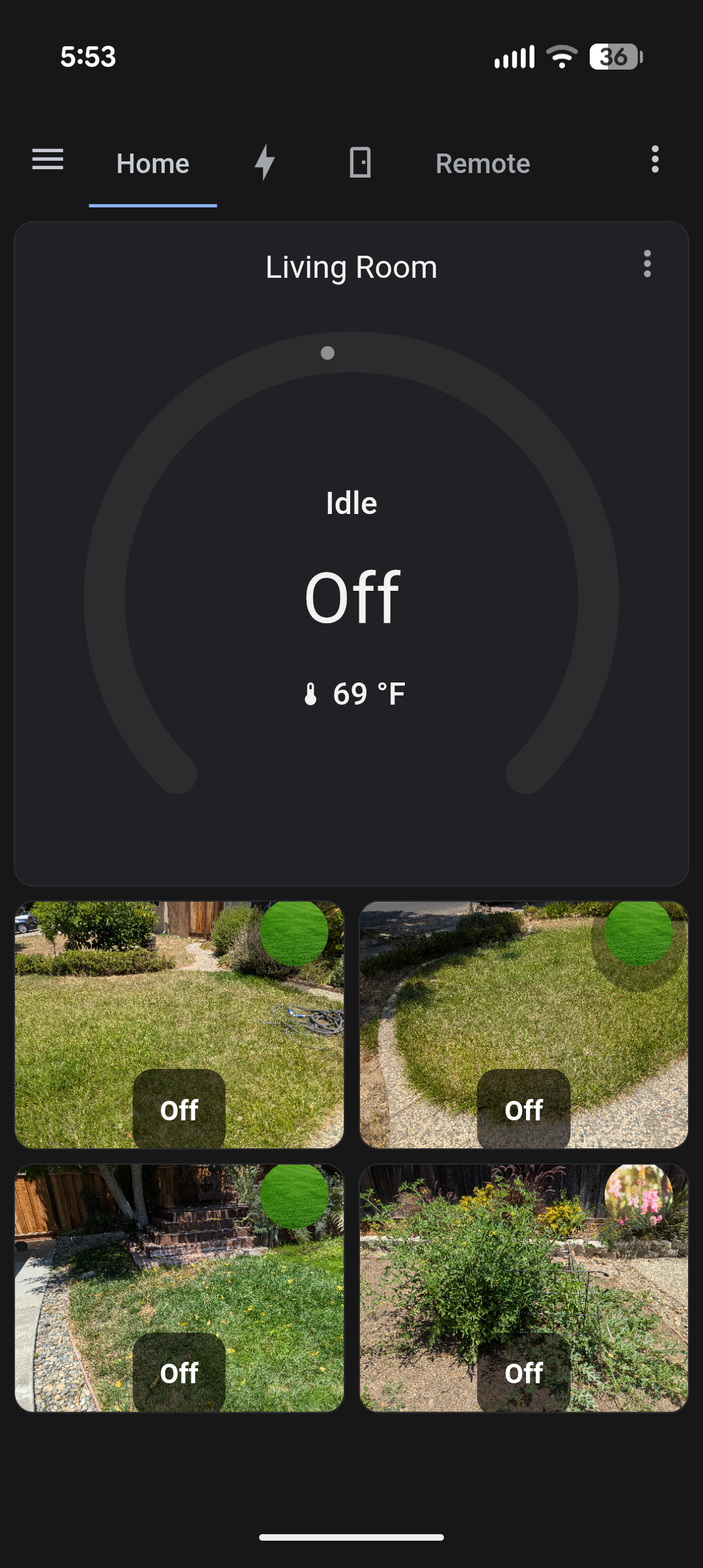 Google Home — thermostat and sprinkler zones